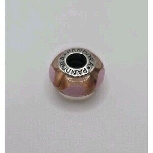 Pandora 925 ALE Sterling Silver & Murano Glass Heart Pink Heart Charm Bead